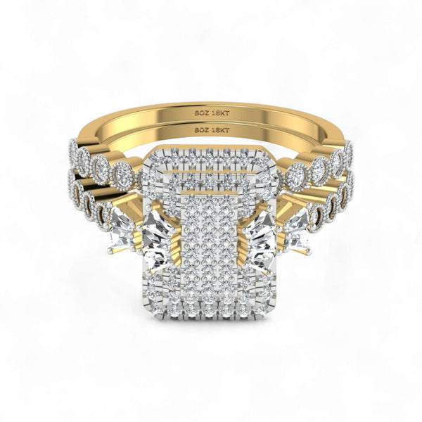 Item | Buy Lucy Radiant Cut Natural Diamond Cluster Bride Set in 18KT Gold | SPOP Enterprise Global